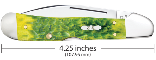 W.R. Case XX Knives Copperlock 1st Run Jigged Green Apple Bone 87865 Stainless 1/250 Pocket Knife