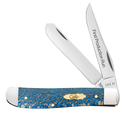 W.R. Case XX Knives Mini Trapper Smooth 1st Run Blue Sycamore Wood 93731 Stainless 1/250 Pocket Knife