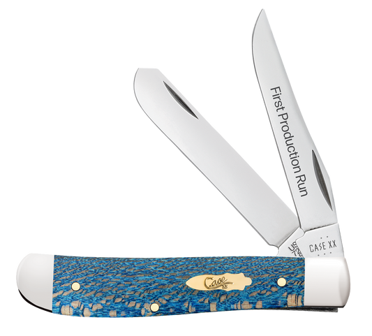 W.R. Case XX Knives Mini Trapper Smooth 1st Run Blue Sycamore Wood 93731 Stainless 1/250 Pocket Knife