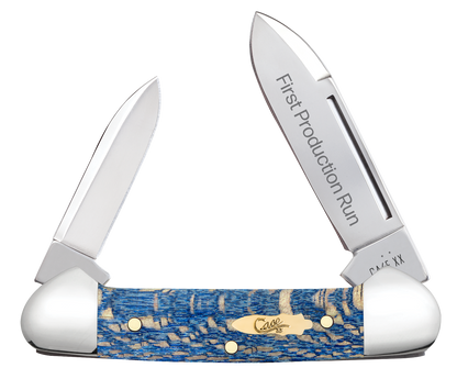 W.R. Case XX Knives Butterbean Smooth 1st Run Blue Sycamore Wood 93733 Stainless 1/250 Pocket Knife