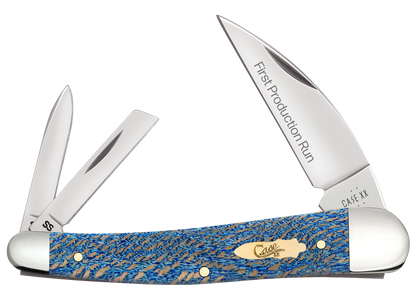 W.R. Case XX Knives Seahorse Whittler 1st Run Blue Sycamore Wood 93738 Stainless 1/250 Pocket Knife