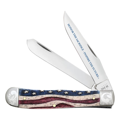 W.R. Case XX Knives Trapper Medal of Honor Star Spangled Bone Stainless Pocket Knife AWMH54WB