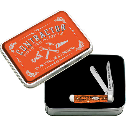 W.R. Case XX Knives Mini Trapper Contractor Gift Orange Synthetic Stainless Pocket Knife AWTC07CT