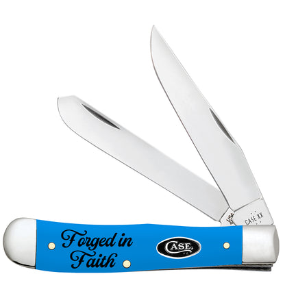 W.R. Case XX Knives Trapper Forged in Faith Light Blue Synthetic Pocket Knife AWTC54FF