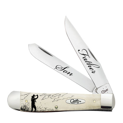 W.R. Case XX Knives Trapper Father & Son Natural Bone Stainless Pocket Knife AWTC54FS