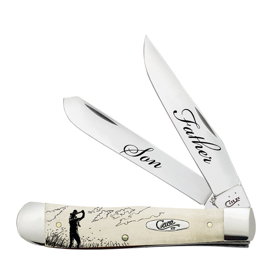 W.R. Case XX Knives Trapper Father & Son Natural Bone Stainless Pocket Knife AWTC54FS