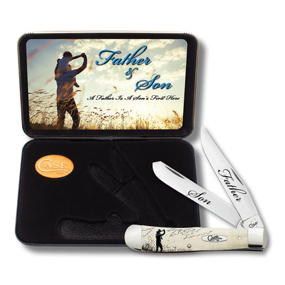 W.R. Case XX Knives Trapper Father & Son Natural Bone Stainless Pocket Knife AWTC54FS