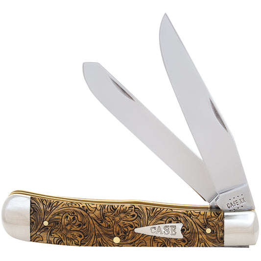 W.R. Case XX Knives Trapper Western Scroll Antique Bone AWTC54WT Pocket Knife