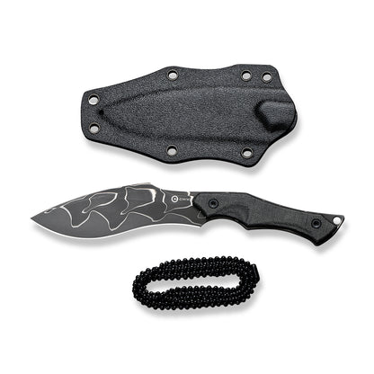 CIVIVI Knives™ Vaquita II Fixed Blade C047C-DS1 Black Linen Micarta Damascus Steel Knife