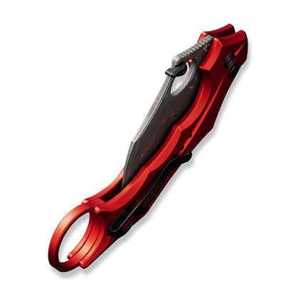 CIVIVI Knives™ Incisor II Button Lock Karambit C16016B-DS1 Red Aluminum Damascus Steel Pocket Knife