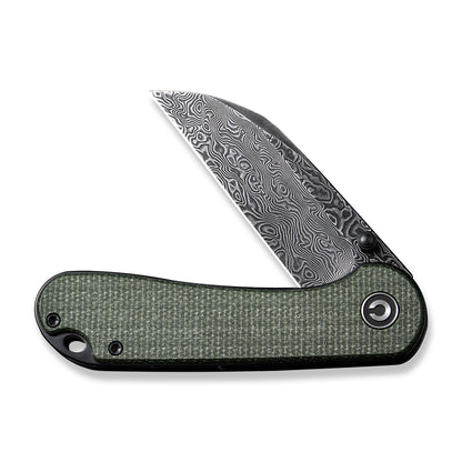 CIVIVI Knives™ Elementum Liner Lock C18062AF-DS1 Green Canvas Micarta Damascus Steel Pocket Knife