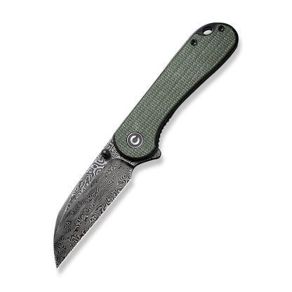 CIVIVI Knives™ Elementum Liner Lock C18062AF-DS1 Green Canvas Micarta Damascus Steel Pocket Knife