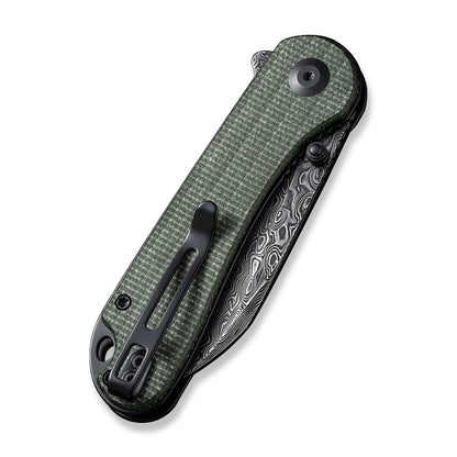 CIVIVI Knives™ Elementum Liner Lock C18062AF-DS1 Green Canvas Micarta Damascus Steel Pocket Knife