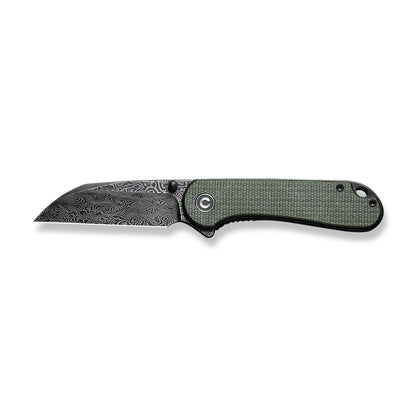 CIVIVI Knives™ Elementum Liner Lock C18062AF-DS1 Green Canvas Micarta Damascus Steel Pocket Knife