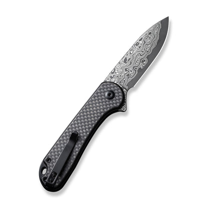 CIVIVI Knives™ Elementum II Button Lock C18062PB-DS1 Carbon Fiber and Black G10 Damascus Steel Pocket Knife