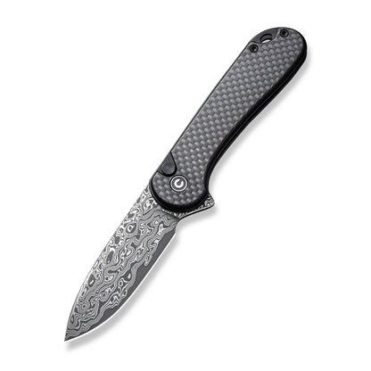 CIVIVI Knives™ Elementum II Button Lock C18062PB-DS1 Carbon Fiber and Black G10 Damascus Steel Pocket Knife