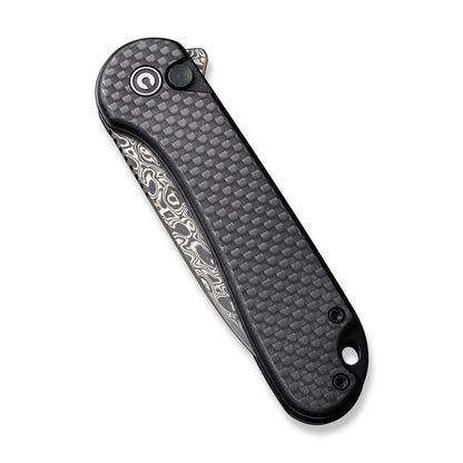 CIVIVI Knives™ Elementum II Button Lock C18062PB-DS1 Carbon Fiber and Black G10 Damascus Steel Pocket Knife