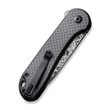 CIVIVI Knives™ Elementum II Button Lock C18062PB-DS1 Carbon Fiber and Black G10 Damascus Steel Pocket Knife