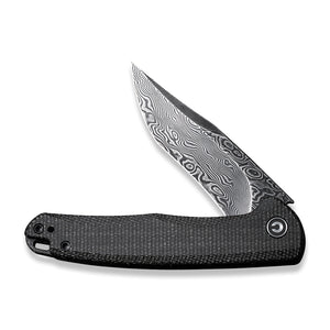CIVIVI Knives™ Mini Sandbar Liner Lock C20011-DS1 Black Micarta Damascus Steel Pocket Knife