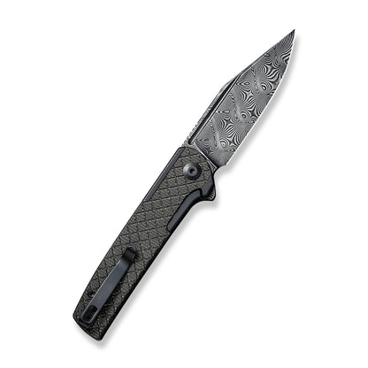 CIVIVI Knives™ Cachet Frame Lock C20041B-DS1 Black Stainless Steel and Dark Green Canvas Micarta Damascus Pocket Knife