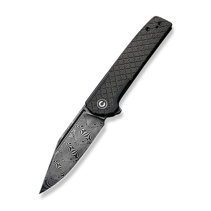 CIVIVI Knives™ Cachet Frame Lock C20041B-DS1 Black Stainless Steel and Dark Green Canvas Micarta Damascus Pocket Knife