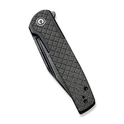 CIVIVI Knives™ Cachet Frame Lock C20041B-DS1 Black Stainless Steel and Dark Green Canvas Micarta Damascus Pocket Knife