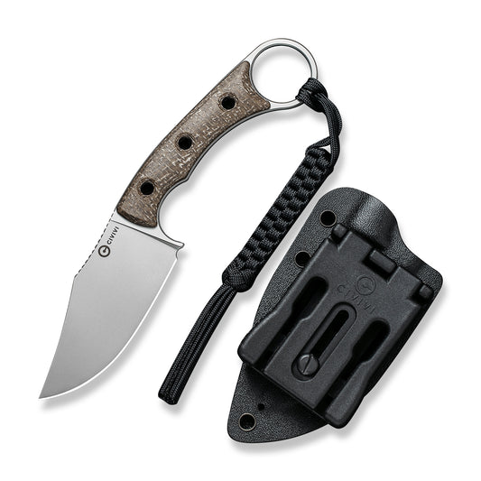 CIVIVI Knives™ Midwatch Fixed Blade C20059B-2 Brown Burlap Micarta N690 Stainless Steel Knife