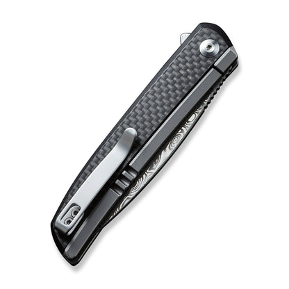 CIVIVI Knives™ Savant Frame Lock C20063-DS1 Carbon Fiber, Black G10 and Stainless Steel Damascus Steel Pocket Knife