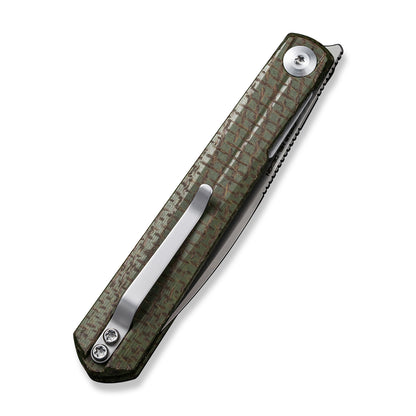CIVIVI Knives™ Clavi Liner Lock C21019-3 Green Burlap Micarta Nitro-V Stainless Steel Pocket Knife