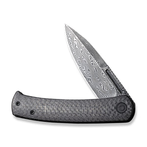 CIVIVI Knives™ Caetus Liner Lock C21025C-DS1 Black Twill Carbon Fiber Damascus Steel Pocket Knife