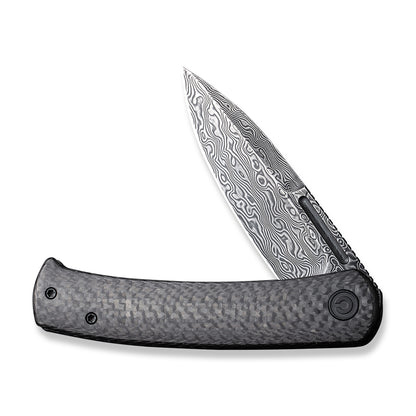 CIVIVI Knives™ Caetus Liner Lock C21025C-DS1 Black Twill Carbon Fiber Damascus Steel Pocket Knife