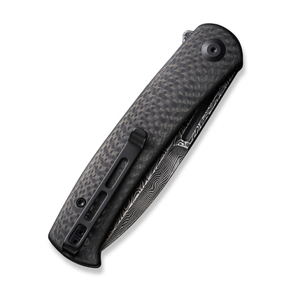 CIVIVI Knives™ Caetus Liner Lock C21025C-DS1 Black Twill Carbon Fiber Damascus Steel Pocket Knife