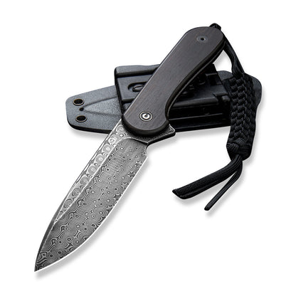 CIVIVI Knives™ Elementum Fixed Blade C2105-DS1 Black Ebony Wood Damascus Steel Knife