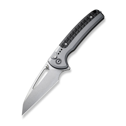 CIVIVI Knives™ Sentinel Strike Button Lock C22025B-2 Gray Aluminum and Black FRN K110 Semi-Stainless Steel Pocket Knife