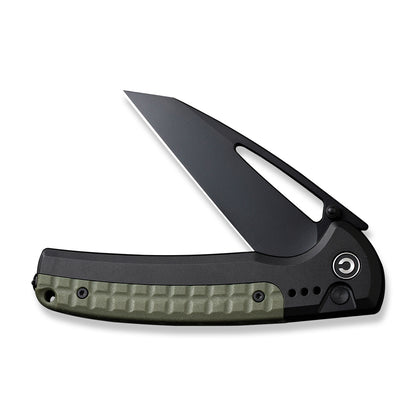 CIVIVI Knives™ Sentinel Strike Button Lock C22025B-3 Black Aluminum and OD Green FRN K110 Semi-Stainless Steel Pocket Knife