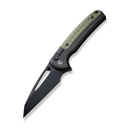 CIVIVI Knives™ Sentinel Strike Button Lock C22025B-3 Black Aluminum and OD Green FRN K110 Semi-Stainless Steel Pocket Knife