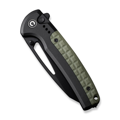 CIVIVI Knives™ Sentinel Strike Button Lock C22025B-3 Black Aluminum and OD Green FRN K110 Semi-Stainless Steel Pocket Knife