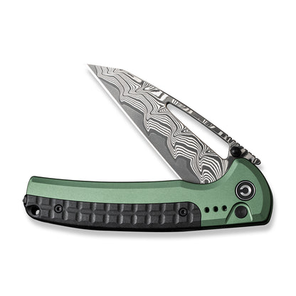 CIVIVI Knives™ Sentinel Strike Button Lock C22025B-DS1 Green Aluminum and Black FRN Damascus Steel Pocket Knife