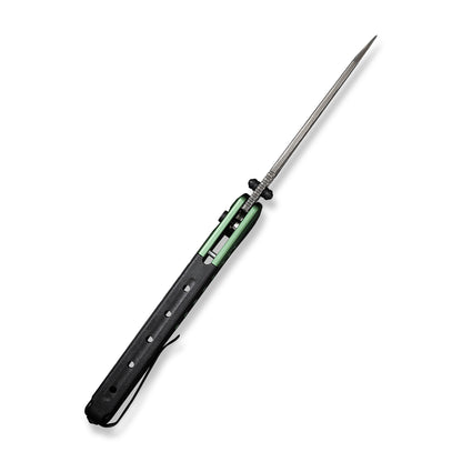 CIVIVI Knives™ Sentinel Strike Button Lock C22025B-DS1 Green Aluminum and Black FRN Damascus Steel Pocket Knife