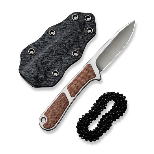 CIVIVI Knives™ Mini Elementum Fixed Blade C23010-2 Brown Linen Micarta Nitro-V Stainless Steel Knife