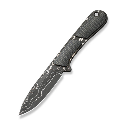 CIVIVI Knives™ Mini Elementum Fixed Blade C23010-DS1 Dark Green Canvas Micarta Damascus Steel Knife