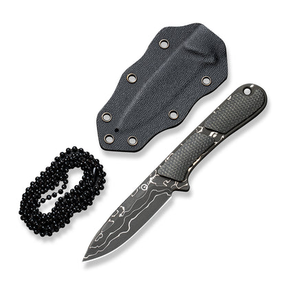 CIVIVI Knives™ Mini Elementum Fixed Blade C23010-DS1 Dark Green Canvas Micarta Damascus Steel Knife