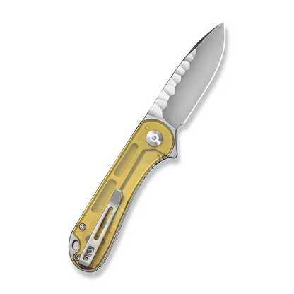 CIVIVI Knives™ Elementum Liner Lock C18062AM-2 Yellow Ultem Nitro-V Stainless Steel Pocket Knife