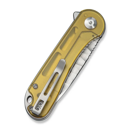 CIVIVI Knives™ Elementum Liner Lock C18062AM-2 Yellow Ultem Nitro-V Stainless Steel Pocket Knife