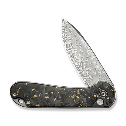 CIVIVI Knives™ Elementum 2 Button Lock C18062P-10 Golden Shred Carbon Fiber in Clear Resin Damascus Steel Pocket Knife