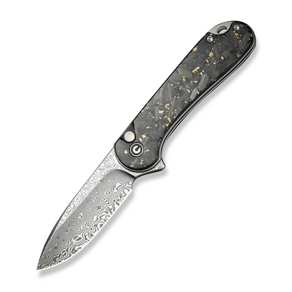 CIVIVI Knives™ Elementum 2 Button Lock C18062P-10 Golden Shred Carbon Fiber in Clear Resin Damascus Steel Pocket Knife