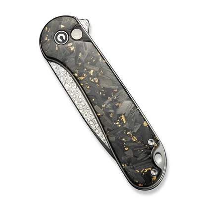 CIVIVI Knives™ Elementum 2 Button Lock C18062P-10 Golden Shred Carbon Fiber in Clear Resin Damascus Steel Pocket Knife