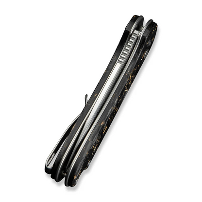 CIVIVI Knives™ Elementum 2 Button Lock C18062P-10 Golden Shred Carbon Fiber in Clear Resin Damascus Steel Pocket Knife