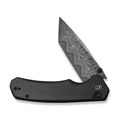 CIVIVI Knives™ Brazen Button Lock C19059C-DS1 Twill Carbon Fiber and Black G10 Damascus Steel Pocket Knife