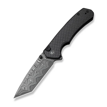 CIVIVI Knives™ Brazen Button Lock C19059C-DS1 Twill Carbon Fiber and Black G10 Damascus Steel Pocket Knife